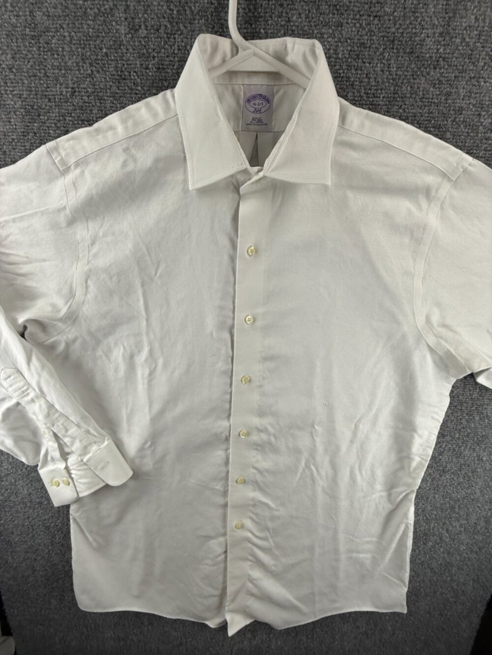 Brooks Brothers Non-Iron Slim 16 2/3 Cotton White Shirt Long Sleeve Solid Men